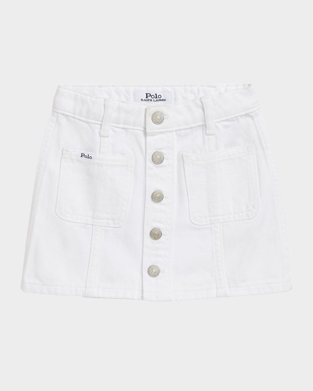 Girl's Denim Patch Pocket Mini Skirt, Size 2-